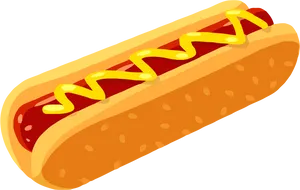 Classic Hot Dog Cartoon Illustration PNG Image