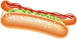 Classic Hot Dog Illustration PNG Image