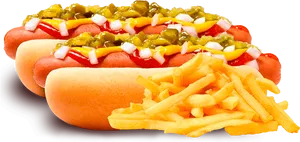 Classic Hot Dog With Fries PNG Image