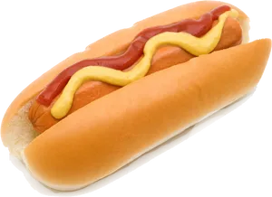 Classic Hot Dog With Ketchup And Mustard PNG Image