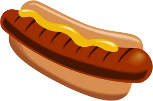 Classic Hot Dog With Mustard Illustration PNG Image