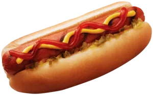 Classic Hot Dogwith Mustardand Ketchup PNG Image