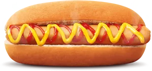 Classic Hot Dogwith Mustardand Ketchup PNG Image