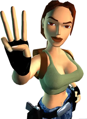 Classic Lara Croft Victory Pose PNG Image