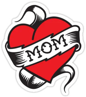 Classic Mom Heart Tattoo Design PNG Image