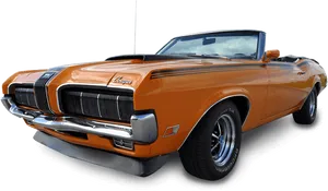 Classic Orange Mercury Cougar Convertible PNG Image