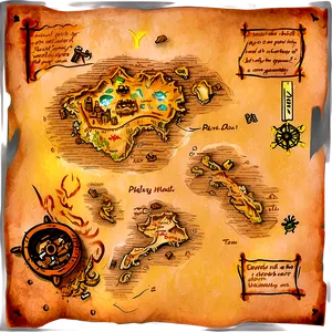 Classic Pirate Treasure Map Png Hsd56 PNG Image