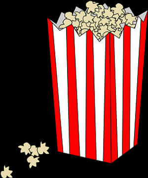 Classic Popcorn Box Spilled Popcorn PNG image with transparent background