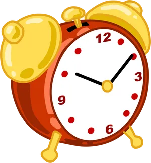 Classic Red Alarm Clock Illustration PNG Image