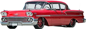 Classic Red Chevrolet Bel Air Side View PNG Image