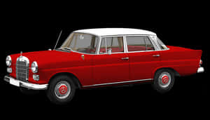 Classic Red Mercedes Benz Side View PNG image with transparent background