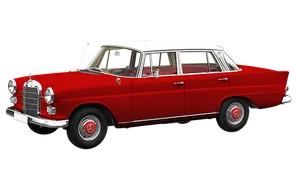 Classic Red Mercedes Benz Side View PNG Image