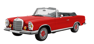 Classic Red Mercedes Convertible PNG image with transparent background
