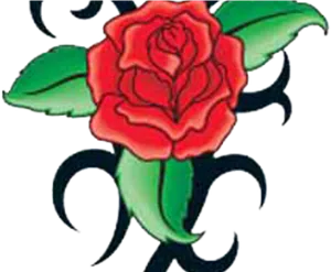 Classic Red Rose Tattoo Design PNG Image