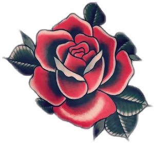 Classic Red Rose Tattoo Design PNG Image