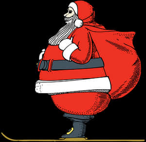 Classic Santa Claus Carrying Gifts Bag Illustration PNG image with transparent background