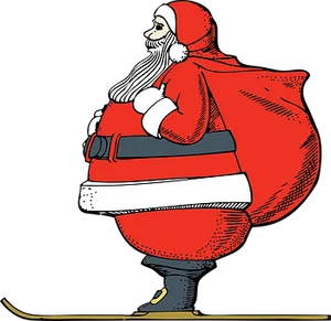 Classic Santa Claus Carrying Gifts Bag Illustration PNG Image