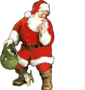 Classic Santa Clauswith Cat PNG Image