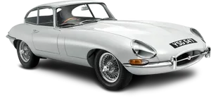 Classic Silver Jaguar E Type Coupe PNG Image