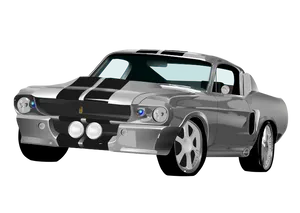 Classic Silver Mustang Shelby G T500 Illustration PNG Image