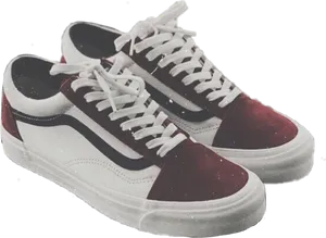 Classic Skate Sneakers Red White PNG Image