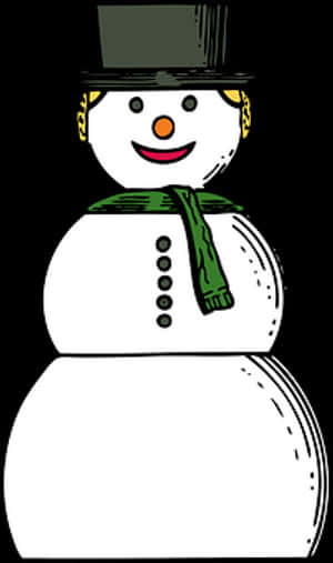 Classic Snowman Cartoon Illustration PNG image with transparent background