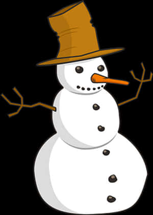 Classic Snowman Cartoon Illustration PNG image with transparent background