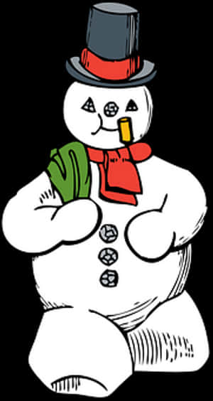 Classic Snowman Illustration PNG image with transparent background