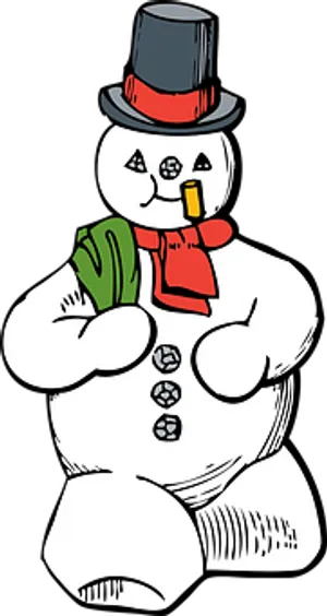 Classic Snowman Illustration PNG Image