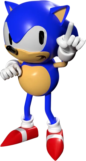 Classic Sonic Pointing Pose PNG Image