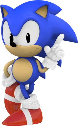 Classic Sonic Pointing Pose PNG Image