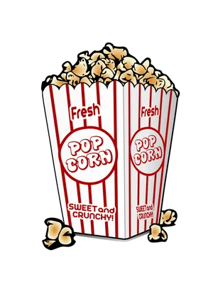 Classic Striped Popcorn Container Illustration PNG Image