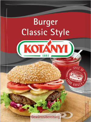 Classic Style Burger Advertisement Kotanyi PNG image with transparent background