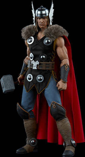 Classic Thor Figurewith Mjolnir PNG image with transparent background