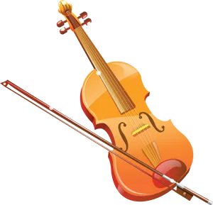 Classic Violinand Bow Illustration PNG Image