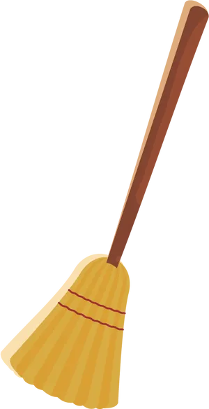 Classic Wooden Broom Illustration PNG Image