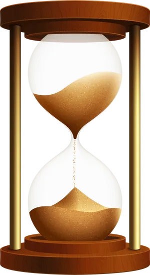 Classic Wooden Hourglass PNG Image