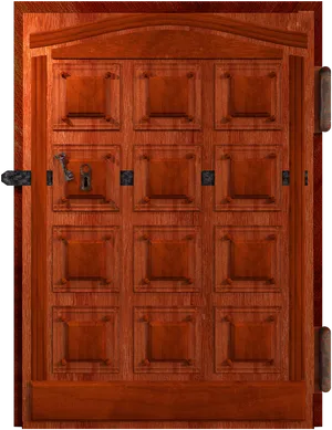 Classic Wooden Panel Door PNG Image