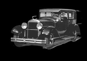 Classic1930s Automobile Blackand White PNG image with transparent background