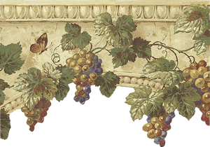 Grapevine - 4 Walls Be10032b Grapes Non-woven Wall Border - Navy PNG