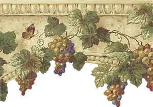 Classical Grapevine Fresco Wallpaper PNG Image