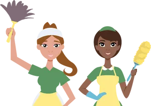 Cleaning_ Service_ Cartoon_ Characters PNG Image