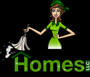Cleaning Service Logo Cartoon Woman PNG with transparent background