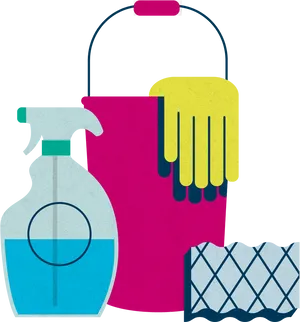 Cleaning Supplies Vector Illustration PNG Image