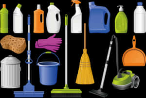 Cleaning Suppliesand Tools Vector Illustration PNG with transparent background