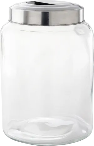 Clear Glass Jarwith Metal Lid PNG Image