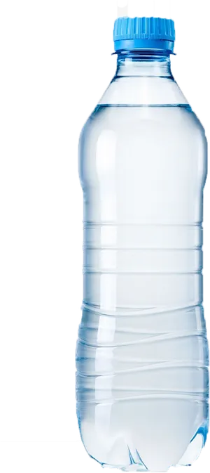 Clear Plastic Water Bottle Blue Cap PNG Image