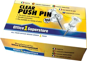 Clear Push Pins Packaging Office1 Superstore PNG Image