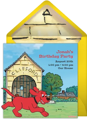 Clifford Birthday Party Invitation PNG Image