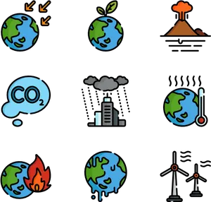 Climate_ Change_ Concepts_ Illustration_ Set PNG Image